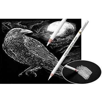 FUBAINA 3 Pcs White Sketch Charcoal Pencils -Professional Hight Quality Sketch Highlight White Charcoal Wooden Pencils for Artist Drawing, Sketching, Blending