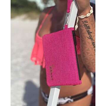 CANNY Clutch Smell Proof Bag – Pocket Size Odor Eliminating Travel Pouch. Smell Proof Container– Medicinal Stash Case with Activated Carbon and Bamboo Charcoal (Pink)