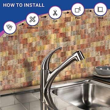 Artemuro 10-Sheet Peel and Stick Shiny Rose Gold Tiles