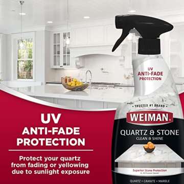 Weiman Quartz Countertop Cleaner and Polish - Clean and Shine Your Countertops Islands and Stone Surfaces with UV Protection, 24 Ounce with MicroFiber Towel, 2 Pack