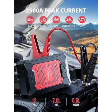 YABER 2500A Jump Starter Compact Portable Car Power Bank