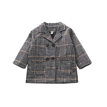 MoZiKQin Toddler Baby Boys Girls Wool Coat Winter Warm Double Breasted Trench Coat Kids Jacket Outwe...