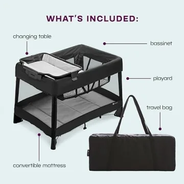 4moms Breeze Plus Portable Playard with Removable Bassinet and Baby Changing Station, Easy One-Handed Setup, from The Makers of The mamaRoo