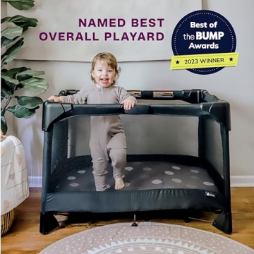 4moms Breeze Plus Portable Playard with Removable Bassinet and Baby Changing Station, Easy One-Handed Setup, from The Makers of The mamaRoo