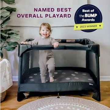 4moms Breeze Plus Portable Playard with Removable Bassinet and Baby Changing Station, Easy One-Handed Setup, from The Makers of The mamaRoo