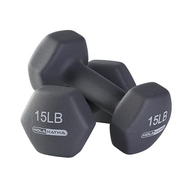 HolaHatha Neoprene Dumbbell Weights Set with Rack