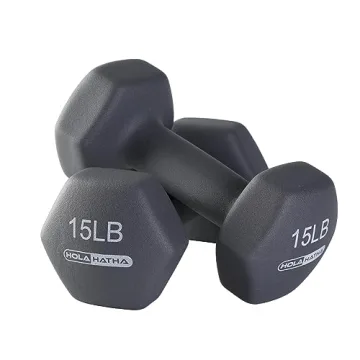 HolaHatha Neoprene Dumbbell Weights Set with Rack