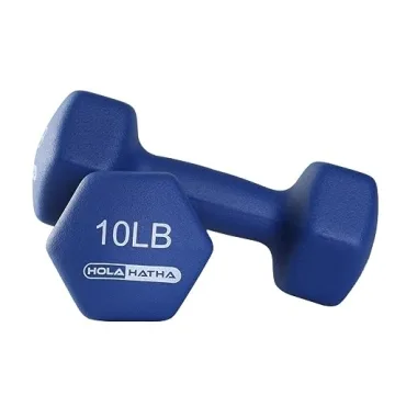 HolaHatha Neoprene Dumbbell Weights Set with Rack