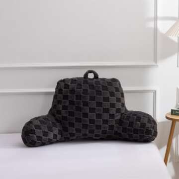 Holawakaka Checkered Reading Pillow with Arms - Cozy Support for Relaxing and Lounging