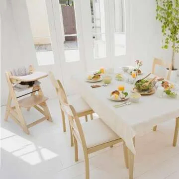 Criblike Wooden High Chair, Convertible Feeding Chair for Babies and Toddlers, Adjustable 3-in-1 Eating Chair, Easy to Clean, with Removable Tray, for 6M+, Natural