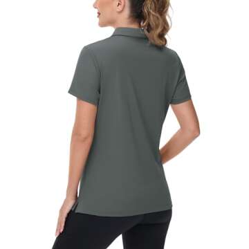 TACVASEN Polo Shirts Women Dry Fit Sun Protection Shirt V-Neck Short Sleeve Polos Lightweight SPF Go...