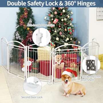 Jeyew Full Metal Dog Gate with Door for All Pet Sizes