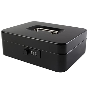 KYODOLED Large Cash Box with Combination Lock Safe Metal Money Box with Money Tray for Security Lock...