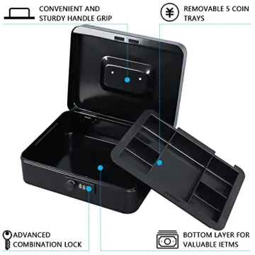 KYODOLED Cash Box with Combination Lock for Security