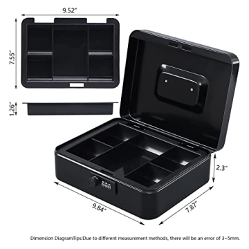 KYODOLED Cash Box with Combination Lock for Security