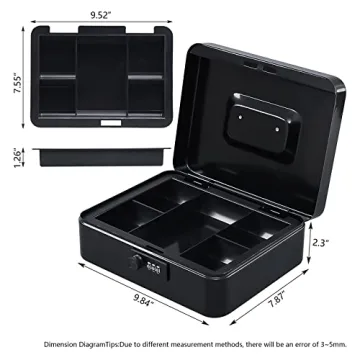 KYODOLED Cash Box with Combination Lock for Security