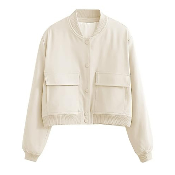 Stylish Faleave Women's Cropped Bomber Jacket - Lightweight & Versatile