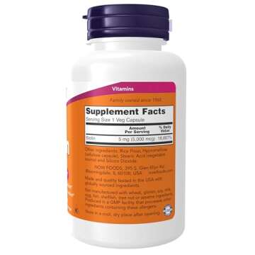 NOW Foods Supplements, Biotin 5,000 mcg, Amino Acid Metabolism*, Energy Production*, 120 Veg Capsules