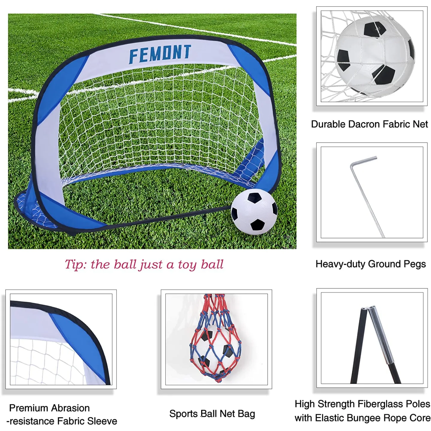 Folding Pop Up Soccer Goals Set for Kids & Adults