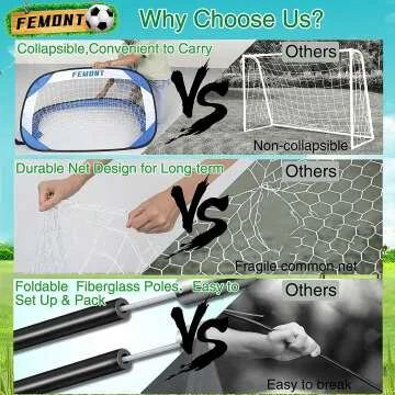 Folding Pop Up Soccer Goals Set for Kids & Adults
