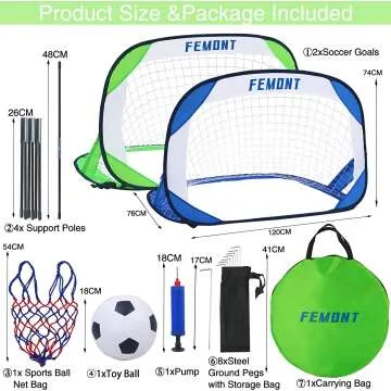 Folding Pop Up Soccer Goals Set for Kids & Adults