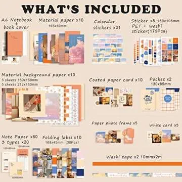 Draupnir Aesthetic Scrapbook Kit(348pcs), Bullet Junk Journal Kit with Journaling/Scrapbooking Suppl...