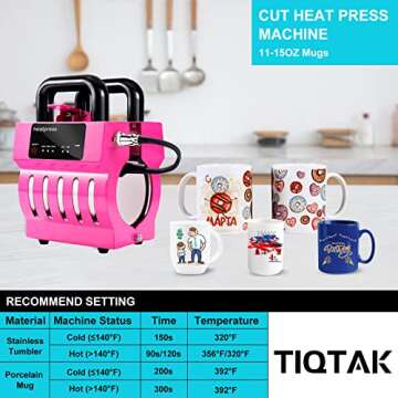 TIQTAK Sublimation Mug Heat Press Machine 110V Mini Cup Heat Press Machine 10oz/11oz/12oz/15oz 4 in 1 Customized Mugs Heat Transfer Machine for Sublimation(TK001)
