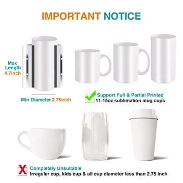 TIQTAK Sublimation Mug Heat Press Machine 110V Mini Cup Heat Press Machine 10oz/11oz/12oz/15oz 4 in 1 Customized Mugs Heat Transfer Machine for Sublimation(TK001)