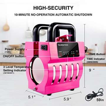 TIQTAK Sublimation Mug Heat Press Machine 110V Mini Cup Heat Press Machine 10oz/11oz/12oz/15oz 4 in 1 Customized Mugs Heat Transfer Machine for Sublimation(TK001)