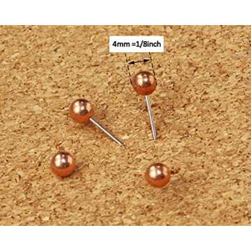 Tupalizy 1/8 Inch Diameter Small Decorative Map Tacks Plastic Head Push Pins with Steel Point, 100PC...