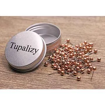 Tupalizy 1/8 Inch Diameter Small Decorative Map Tacks Plastic Head Push Pins with Steel Point, 100PCS (Rose Gold)