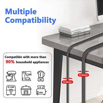 Wire Cord Organizer for Appliances, Yoelike Cord Wrap Holder Stick On Cooker Accessories for Mixer, Blender, Toaster, Coffee Maker, Pressure Cooker and Air Fryer Storage (6Pack)