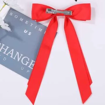Stylish Satin Bow Hair Clips for Women with Long Tail
