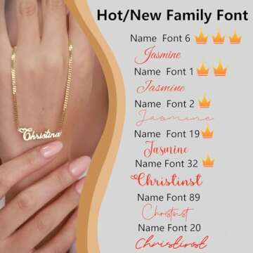 Novgarden Name Necklace Personalized, 18K Gold Plated Custom Name Necklace Nameplate Pendant Personalized Fashion Jewelry Gift for Women