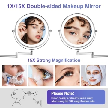 GREENFROM 8.5" Wall Mounted Makeup Mirror with LED Lighting