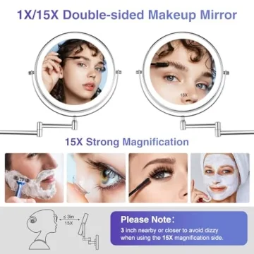 GREENFROM 8.5" Wall Mounted Makeup Mirror with LED Lighting