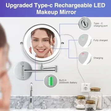 GREENFROM 8.5" Wall Mounted Makeup Mirror with LED Lighting