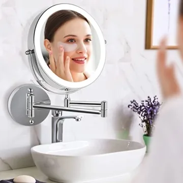 GREENFROM 8.5" Wall Mounted Makeup Mirror with LED Lighting