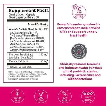 Omax Health Prebiotics and Probiotics Complex for Women, pH Balance, Vag Health, Urinary Tract, Yeast & BV Prevention, Lactobacillus & Bifidobacterium | Vegan, Organic, Gluten Free