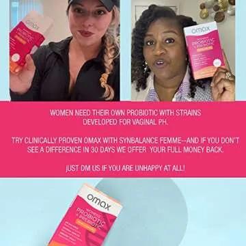 Omax Health Prebiotics and Probiotics Complex for Women, pH Balance, Vag Health, Urinary Tract, Yeast & BV Prevention, Lactobacillus & Bifidobacterium | Vegan, Organic, Gluten Free