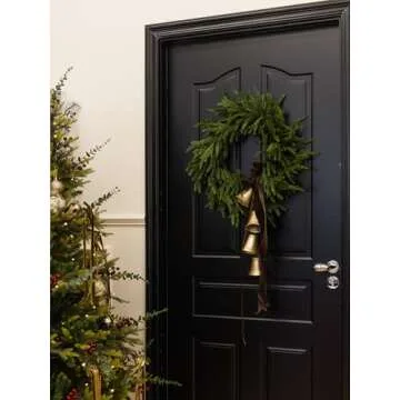 MISSPIN 21 Inch Winter Norfolk Pine Wreaths for Front Door, Artificial Norfolk Pine Christmas Wreath, Green Pine Wreath for Front Door Window Walls Christmas Decor Indoor Outdoor Home Decoration