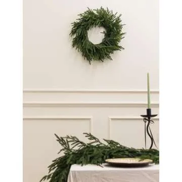 MISSPIN 21 Inch Winter Norfolk Pine Wreaths for Front Door, Artificial Norfolk Pine Christmas Wreath, Green Pine Wreath for Front Door Window Walls Christmas Decor Indoor Outdoor Home Decoration