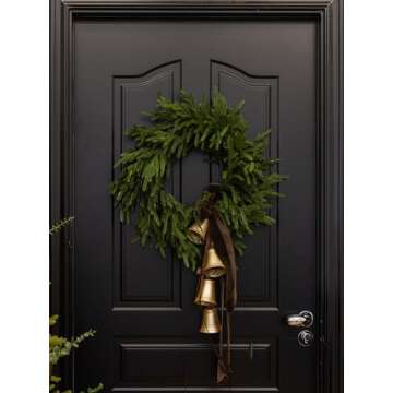 MISSPIN 21 Inch Winter Norfolk Pine Wreaths for Front Door, Artificial Norfolk Pine Christmas Wreath, Green Pine Wreath for Front Door Window Walls Christmas Decor Indoor Outdoor Home Decoration