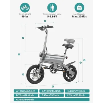 Gotrax Nano 14" Folding Electric Bike for City Commuting