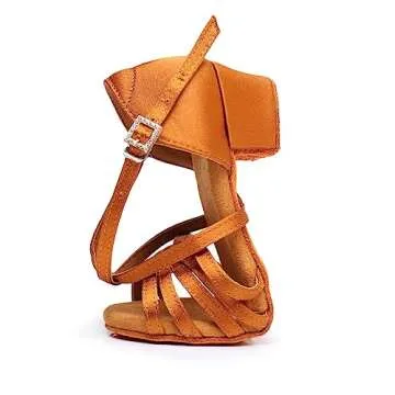 Rosefinch Girls' Dance Shoes Heel 1.3" Latin Salsa Practise Dancing Shoes for Dancing Salsa Latin Tango Girl Social Dance Beginner Brown 3US