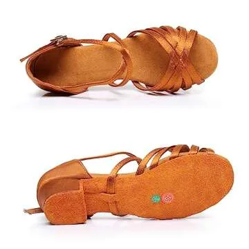 Rosefinch Girls' Dance Shoes Heel 1.3" Latin Salsa Practise Dancing Shoes for Dancing Salsa Latin Tango Girl Social Dance Beginner Brown 3US