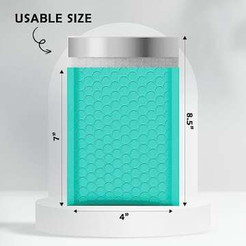 Yens Poly Bubble Mailers 4x8 50 Pack Teal Waterproof Self Seal Adhesive Shipping Bags, Cushioning Pa...