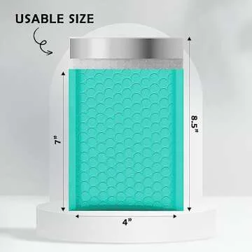 Yens Poly Bubble Mailers 4x8 50 Pack Teal Waterproof Self Seal Adhesive Shipping Bags, Cushioning Pa...