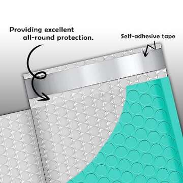 Waterproof Yens Bubble Mailers 4x8 - 50 Pack Teal