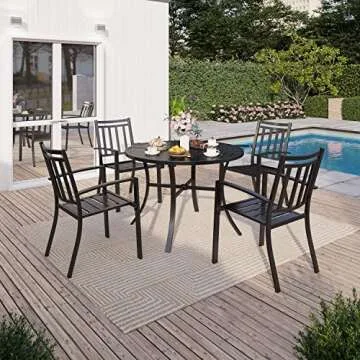 Sophia & William Patio Dining Chairs Set of 2, Black Metal Outdoor Dining Chairs,E-Coating Metal Fra...